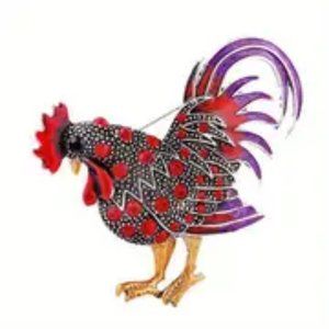Vintage Colorful Rooster Brooch Pin Brooch